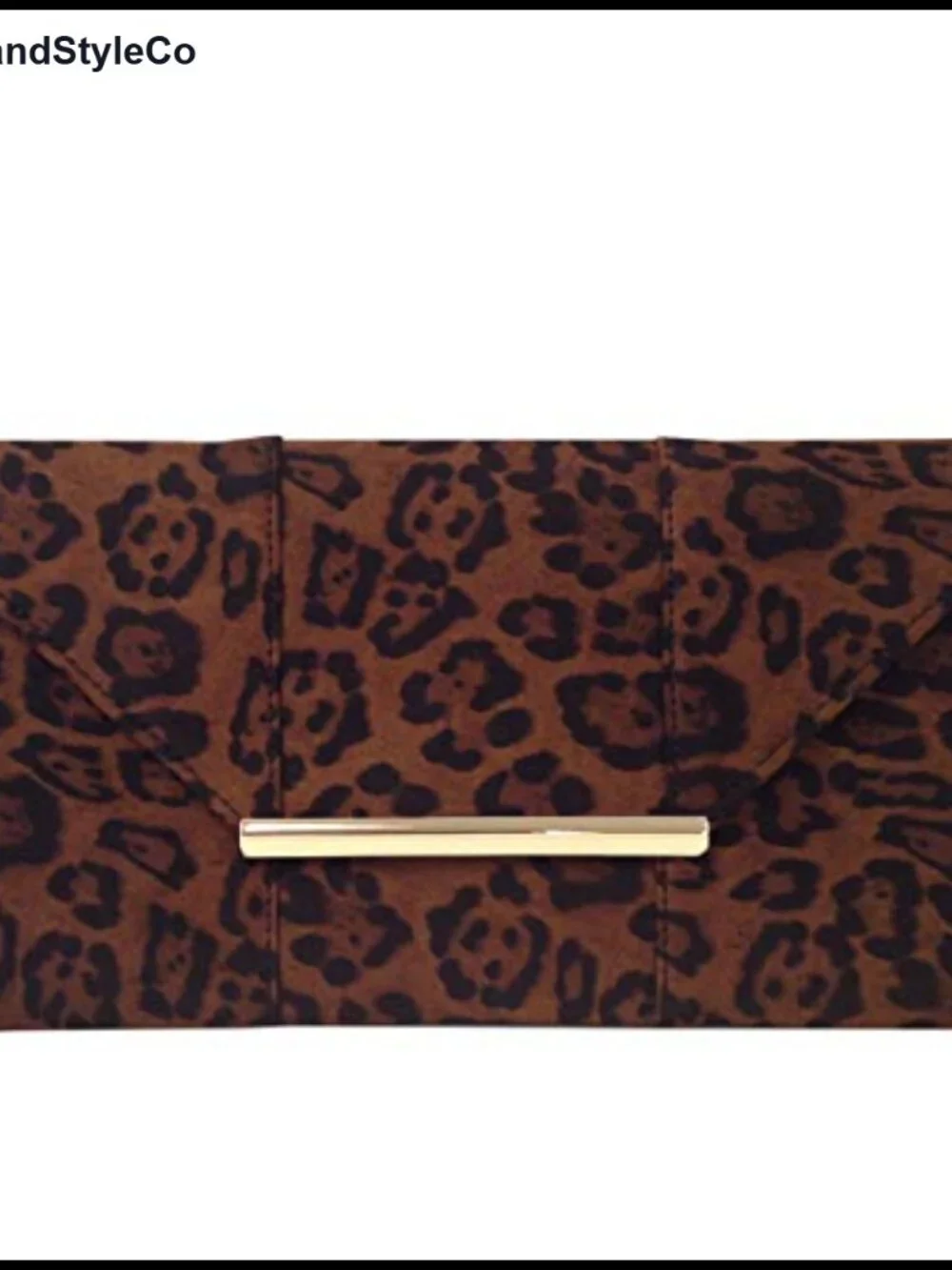 Faux Suede Leopard Envelope Clutch with Detachable Chain